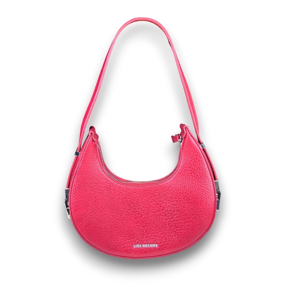 Like Dreams Crescent Hobo Shoulder Bag Red Pebbled Faux Leather Y2K